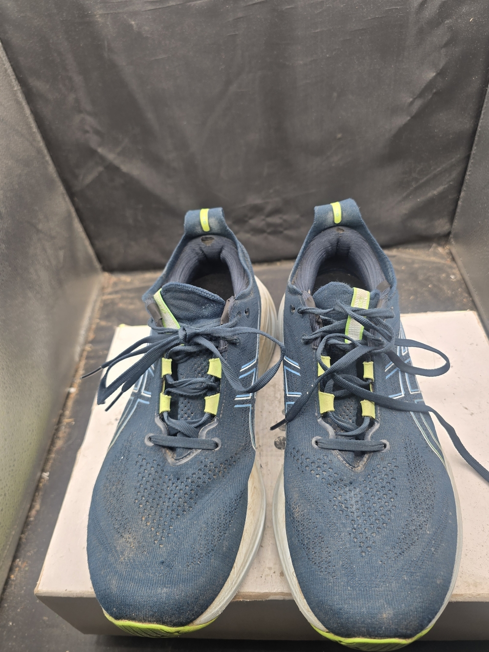 Asics Navy Athletic Shoes with Lime Accents